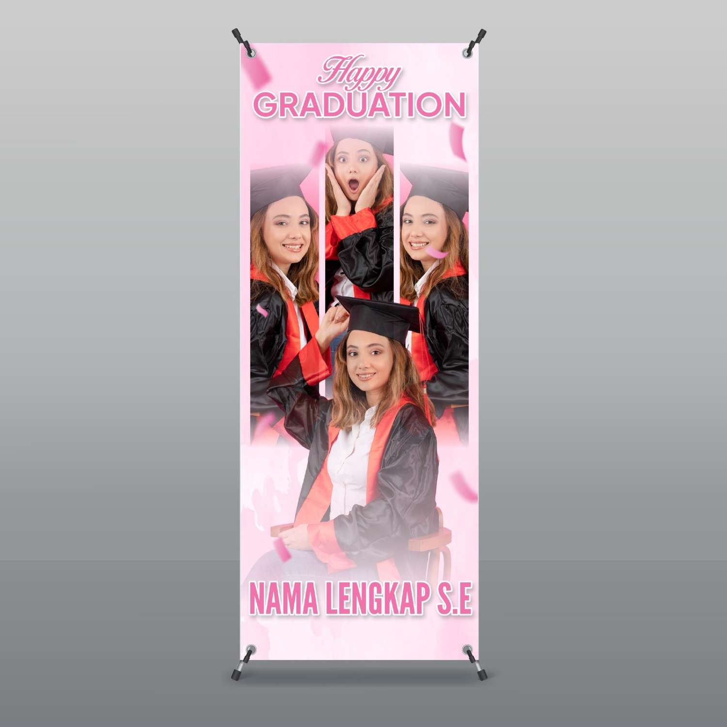 X Banner Graduation Design Pink Pastel Style - SImple Elegant - Image 1