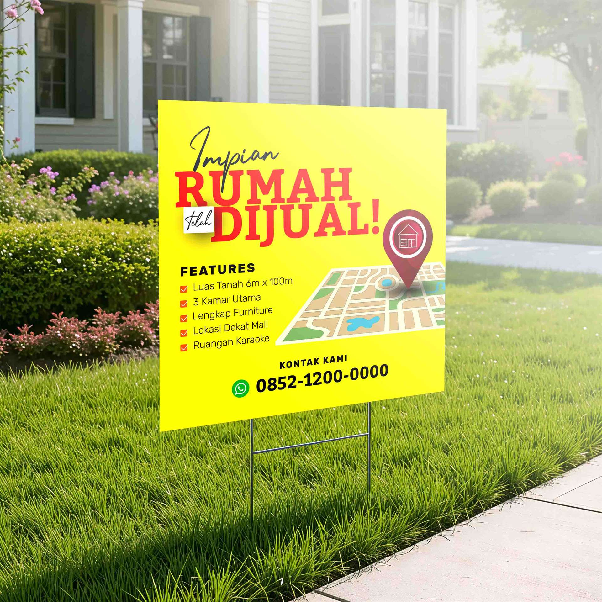 Baliho Properti Rumah Dijual Desain Cerah Eye Catching - Image 1