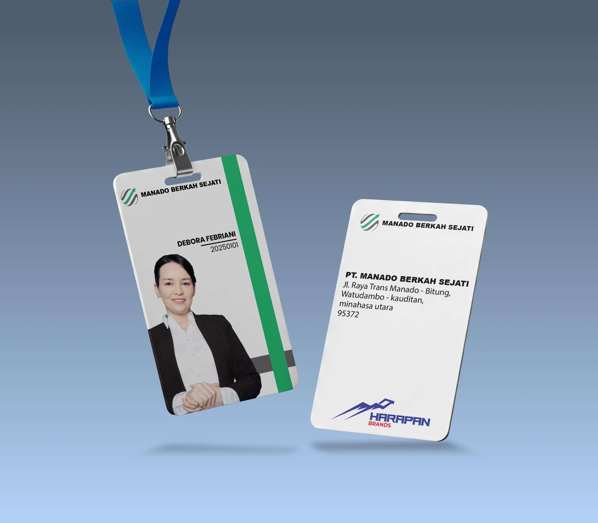 ID Card Perusahaan Dengan Latar Putih Dan Sedikit Aksen Hijau - Image 1