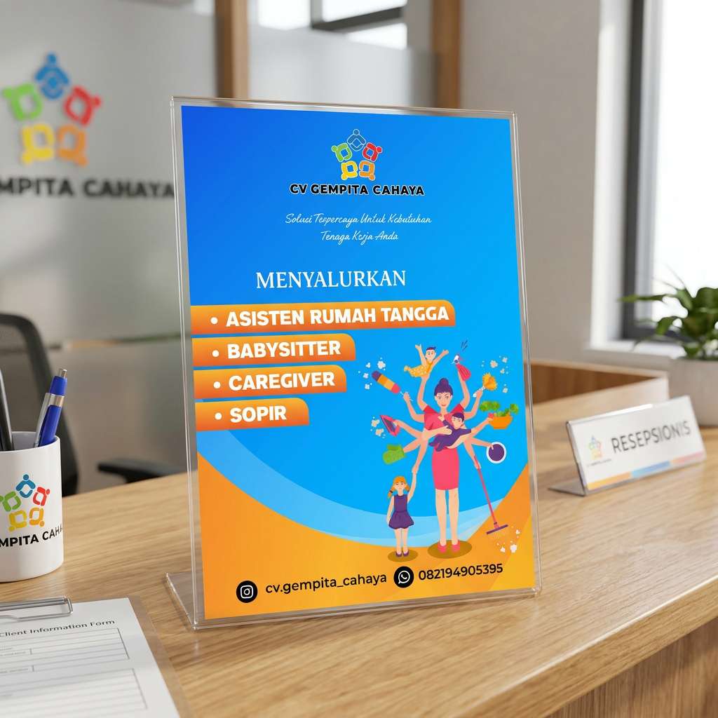 Flyer Desain Tema Penyalur Tenaga Kerja Biru Orange - Image 1