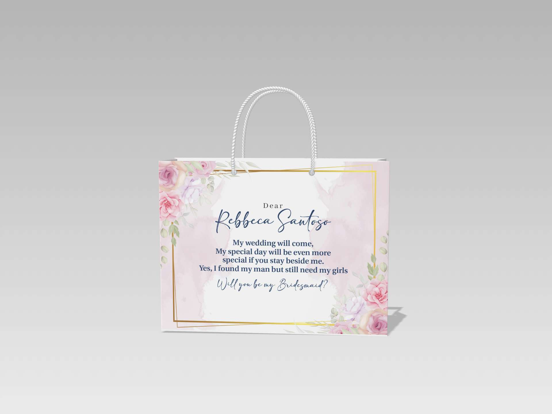 Paper Bag Bridesmaid Wedding Custom Tas Souvenir Pernikahan Elegan Floral Pink - Image 2