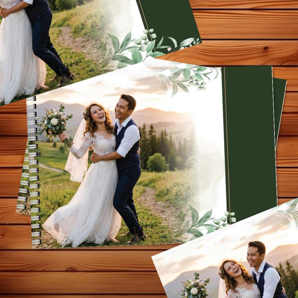 Buku Tamu Wedding Guest Book Tema Hijau Flora Segar - Image 2