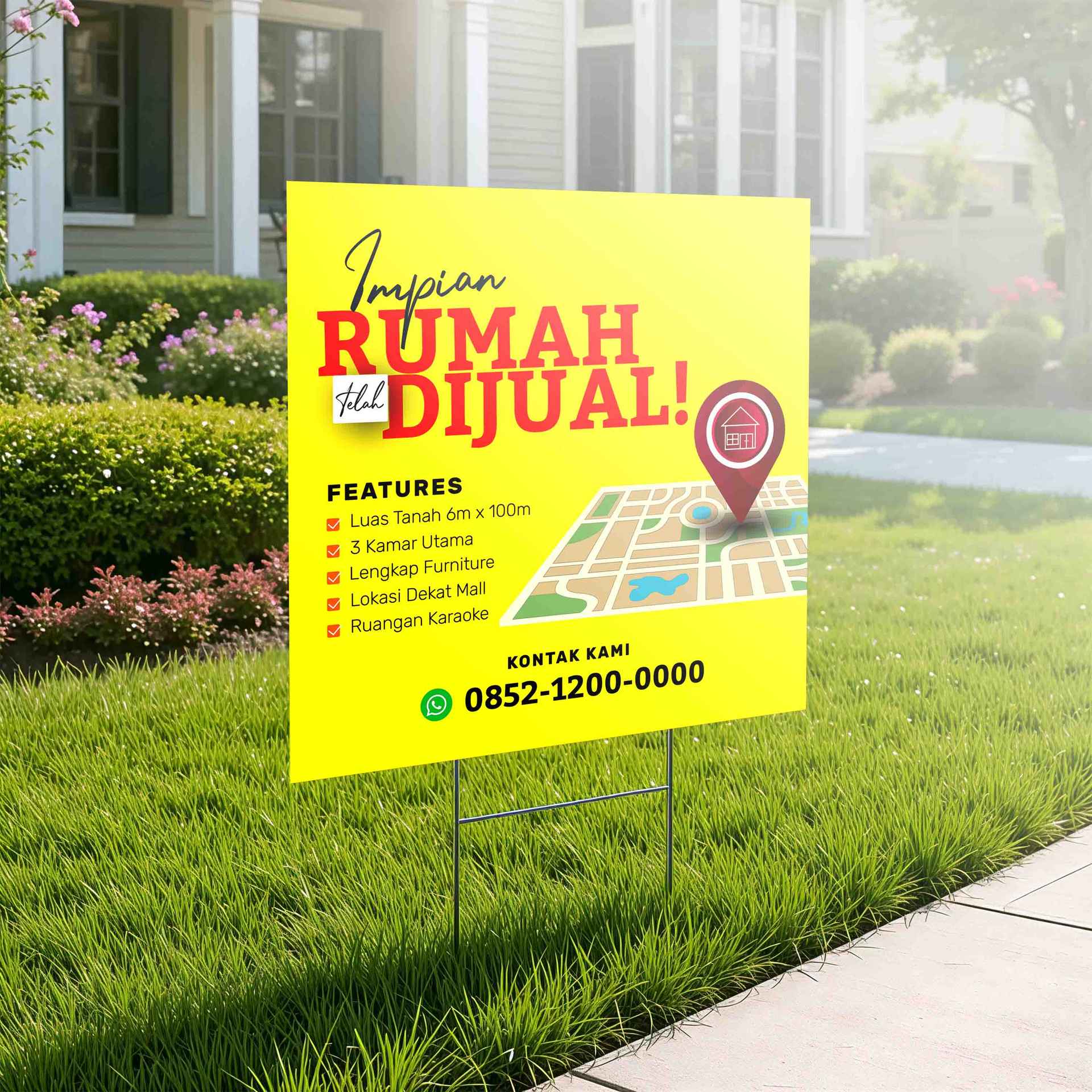 Baliho Properti Rumah Dijual Desain Cerah Eye Catching - Image 1