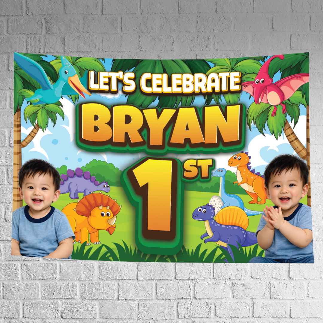 Baliho Ulang Tahun Anak Tema Dinosaurus - Image 1