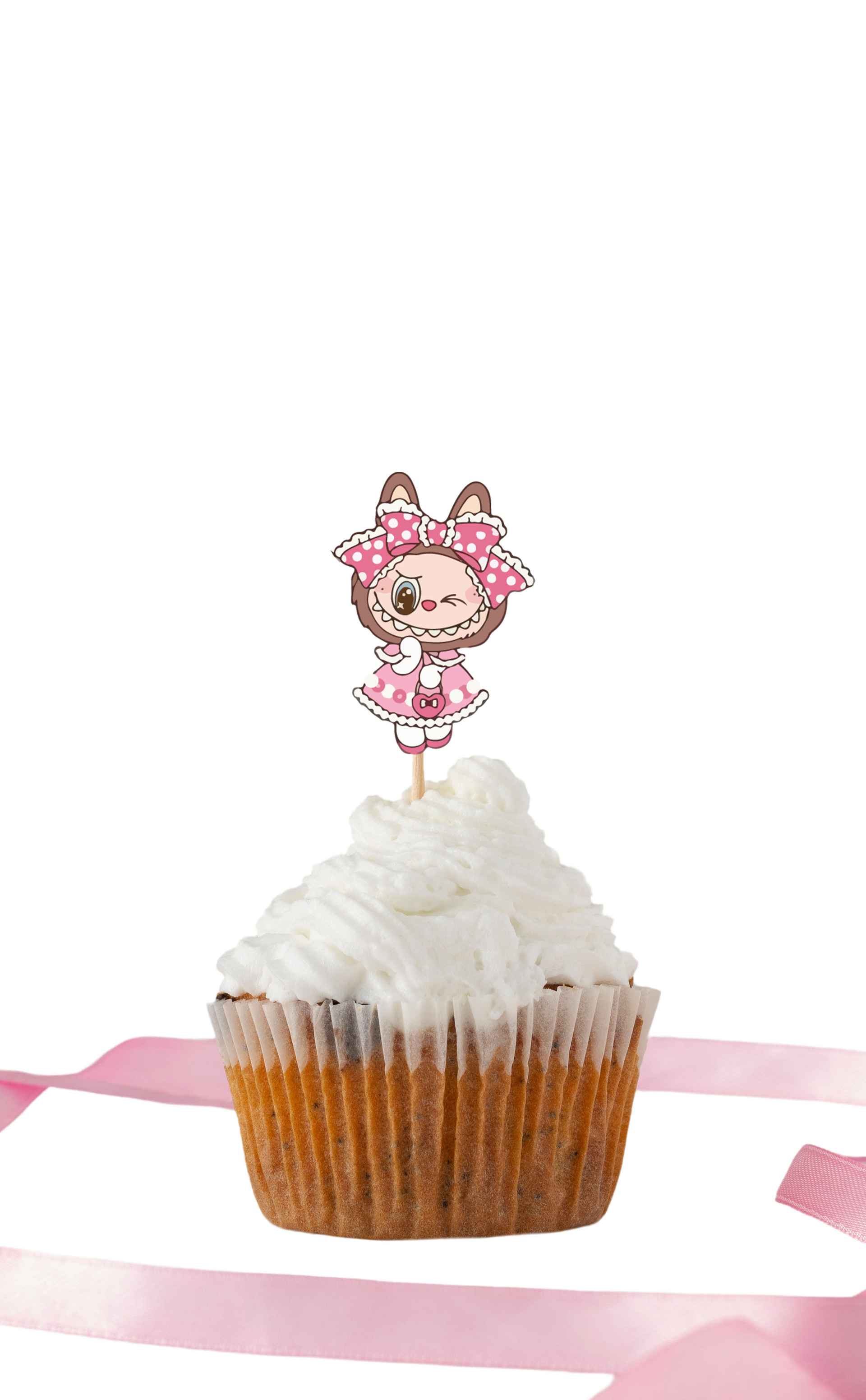 Topper Kue Ulang Tahun Anak Tema Labubu Kawaii Pink - Image 3