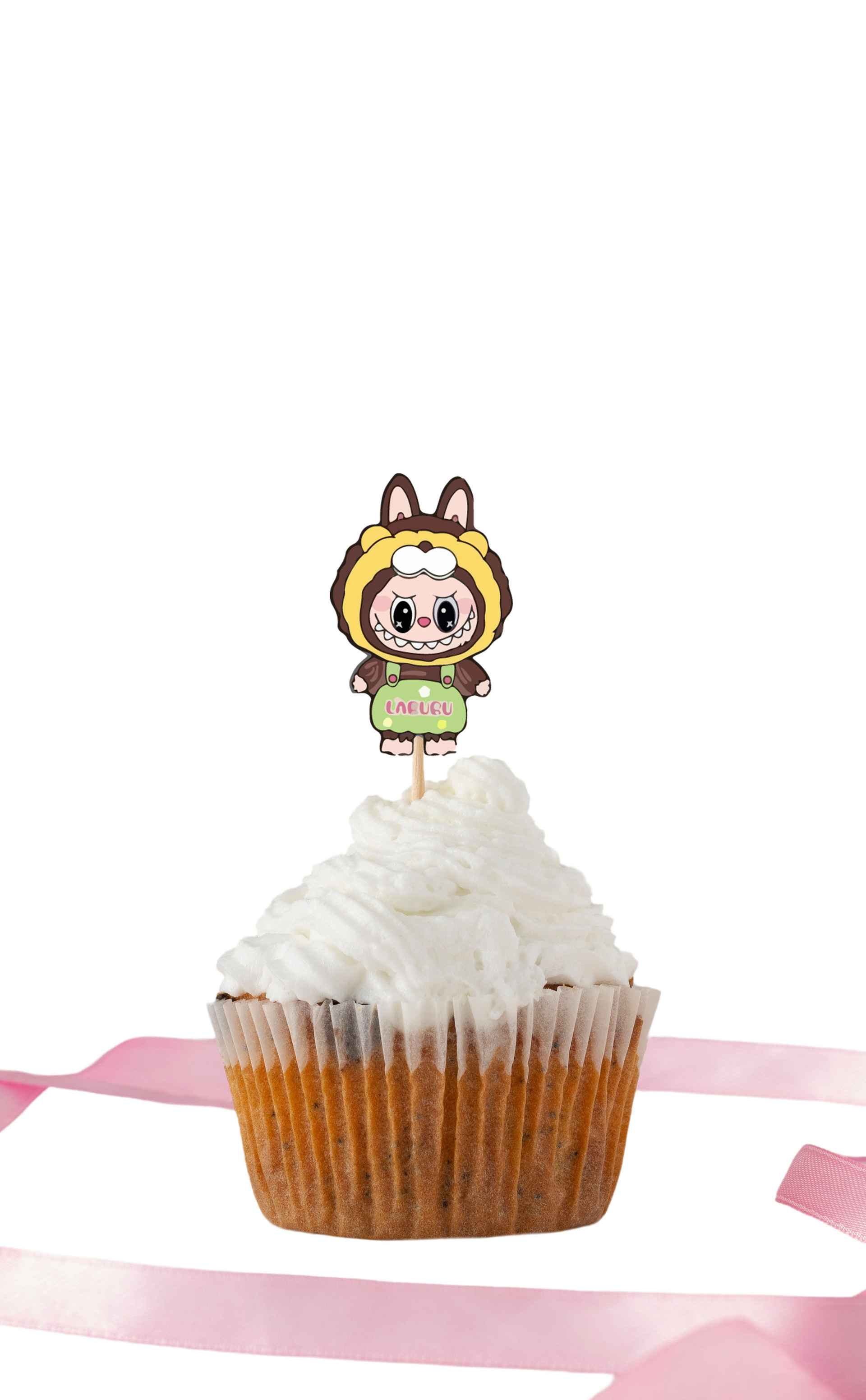 Topper Kue Ulang Tahun Anak Tema Labubu Kawaii Pink - Image 5