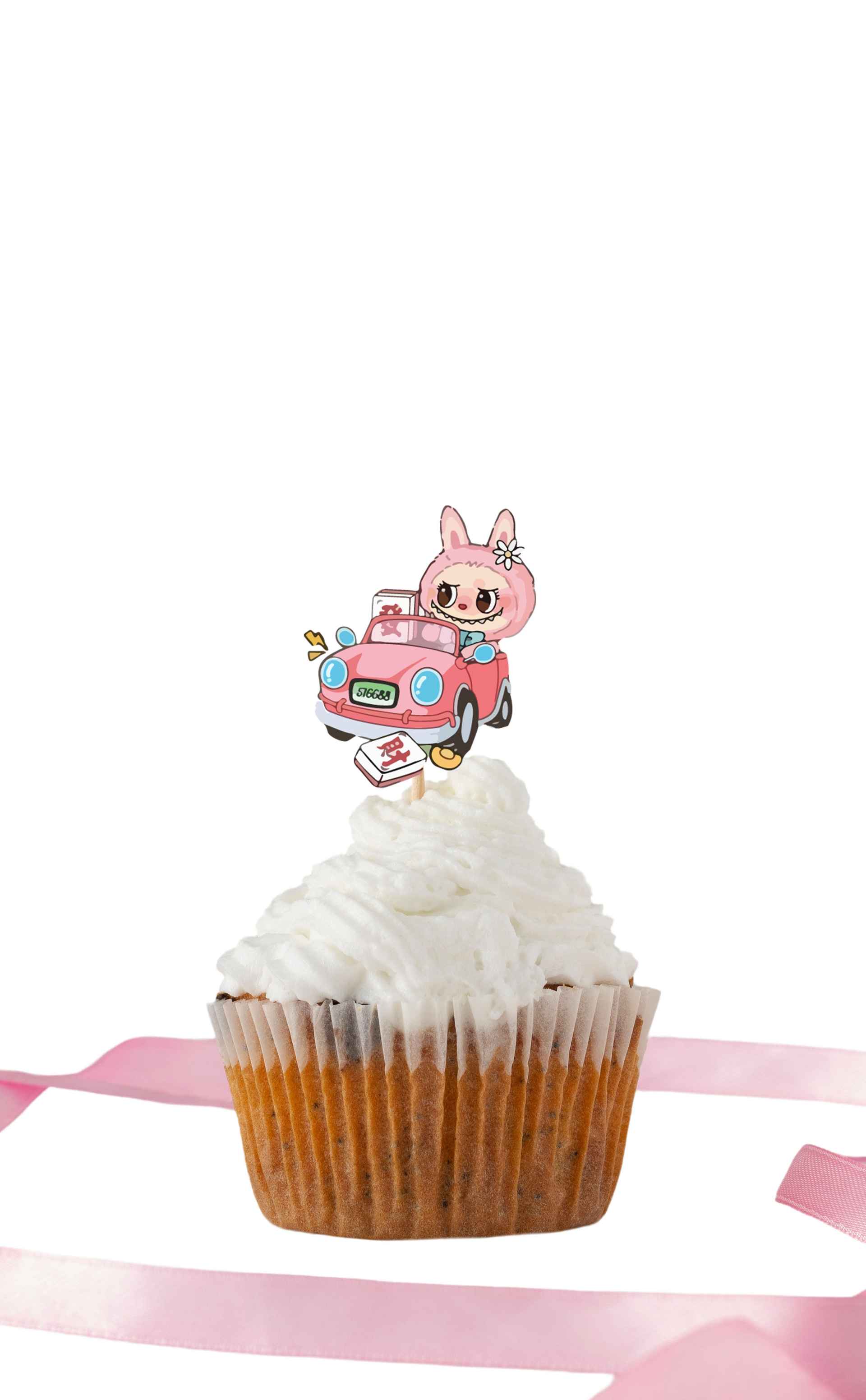 Topper Kue Ulang Tahun Anak Tema Labubu Kawaii Pink - Image 6