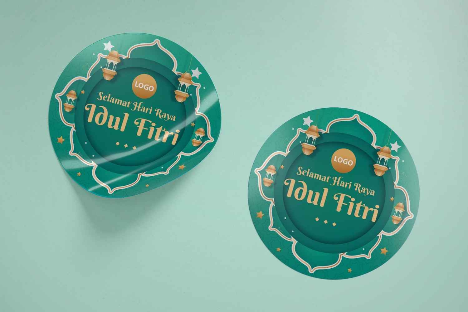 Selamat Hari Raya Idul Fitri Round Sticker Template – Islamic Celebration Label - Image 1