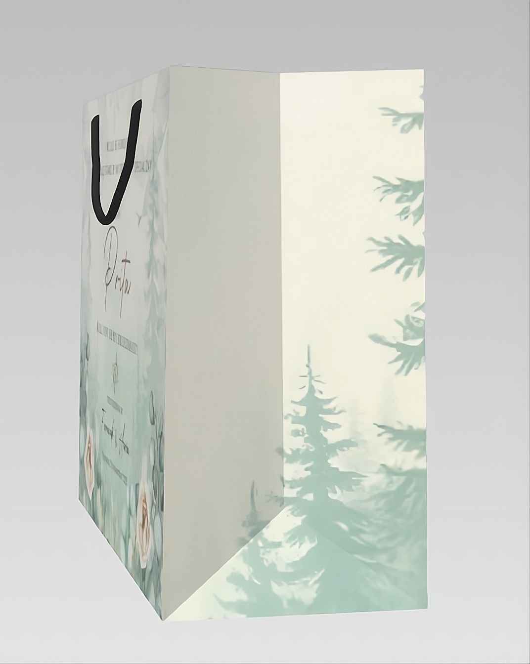 Wedding Gift Paper Bag Bridesmaid Invitation Elegant Green Floral - Image 4