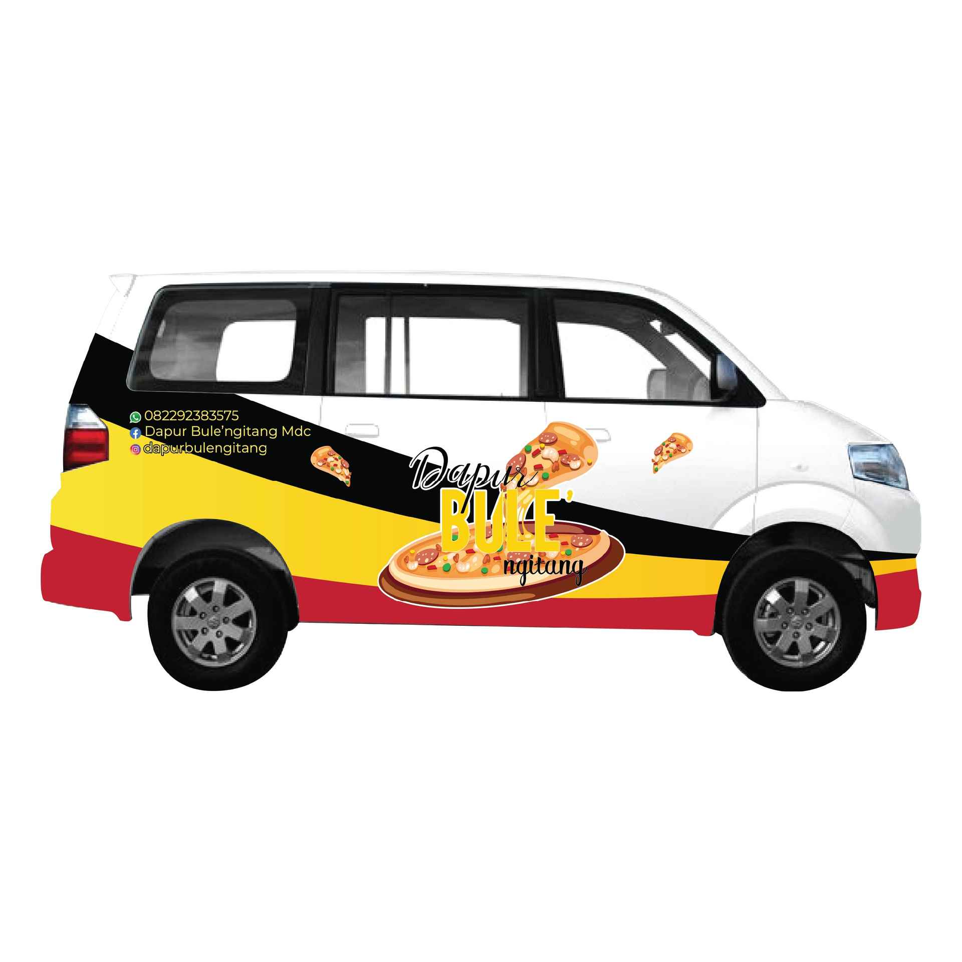 Branding Mobil Full Body UMKM Pizza Merah Kuning Hitam - Image 1