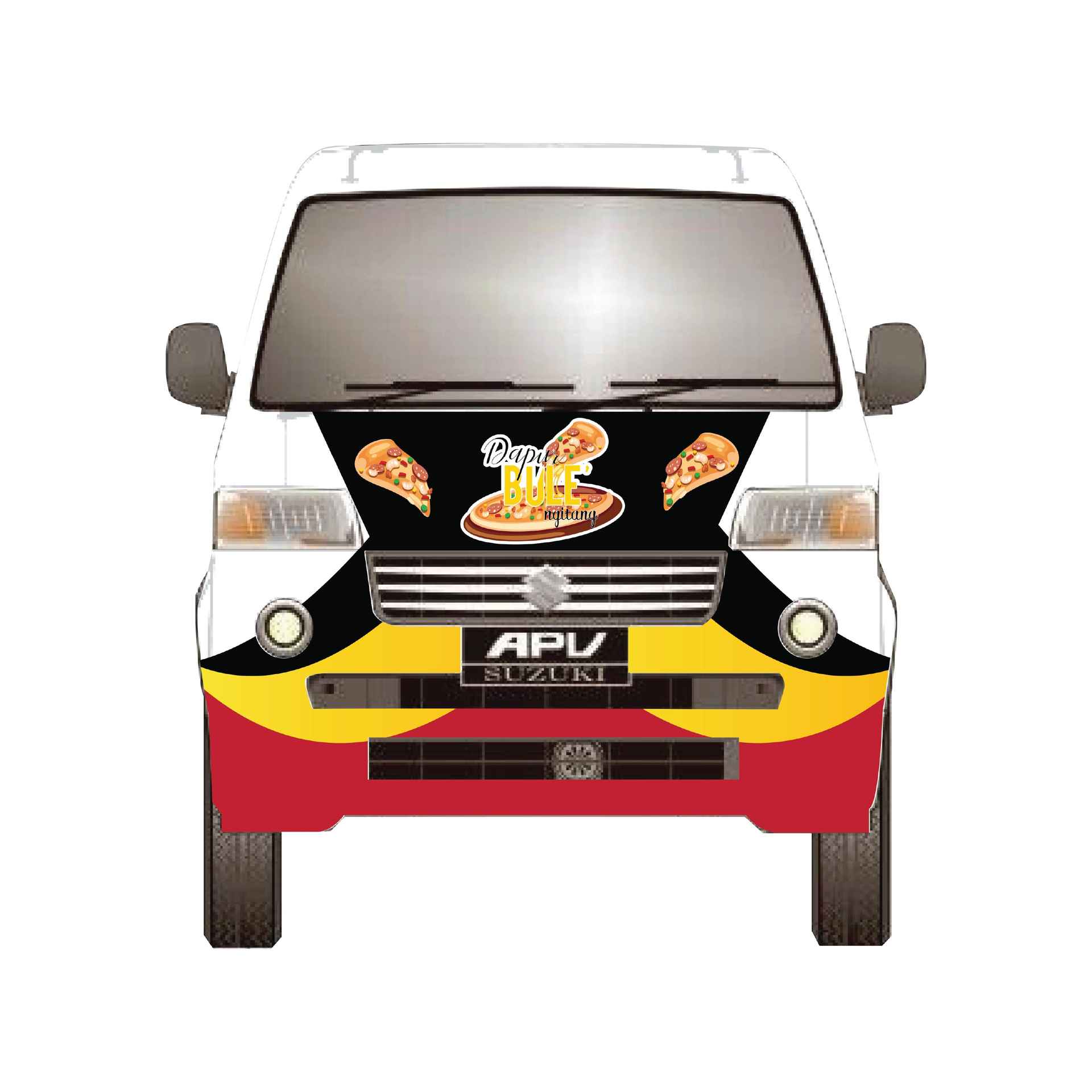 Branding Mobil Full Body UMKM Pizza Merah Kuning Hitam - Image 2