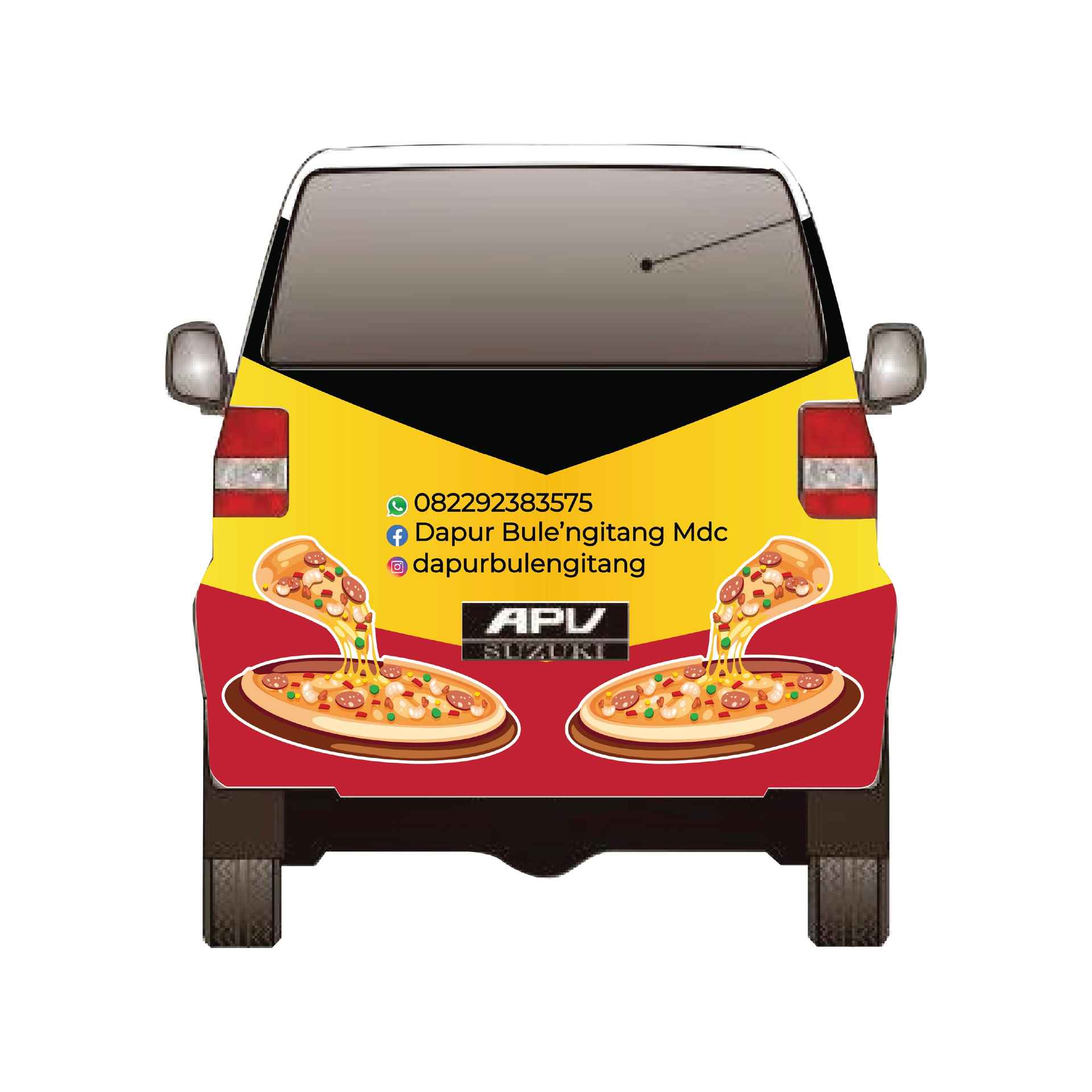 Branding Mobil Full Body UMKM Pizza Merah Kuning Hitam - Image 4