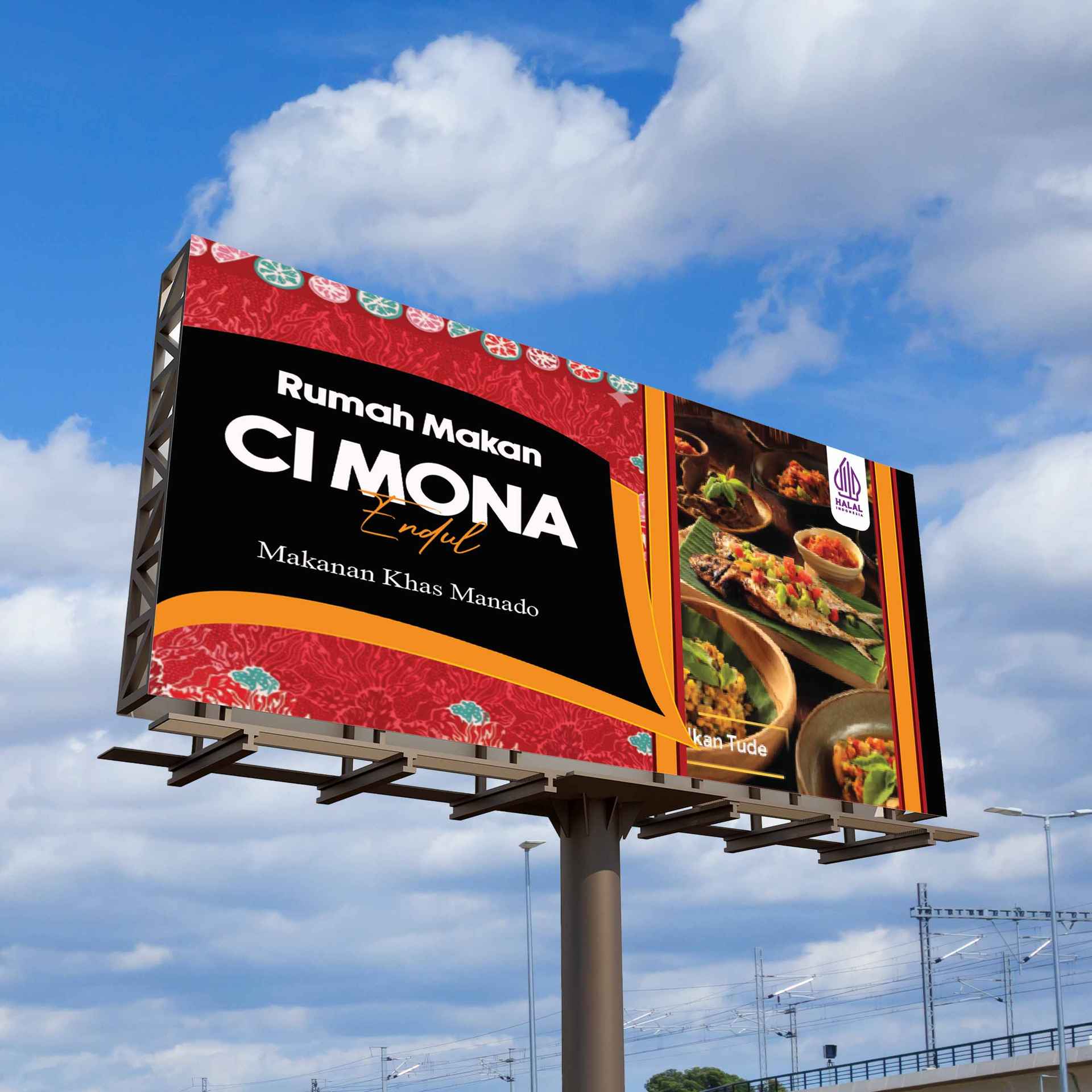 Desain Baliho Billboard Rumah Makan Merah Orange Hangat Khas - Image 1