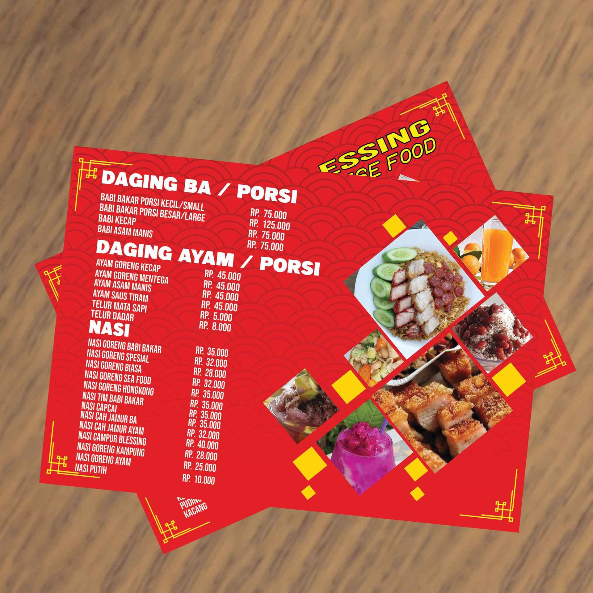 Menu A3 Desain Estetik UMKM Merah Kuning - Image 1