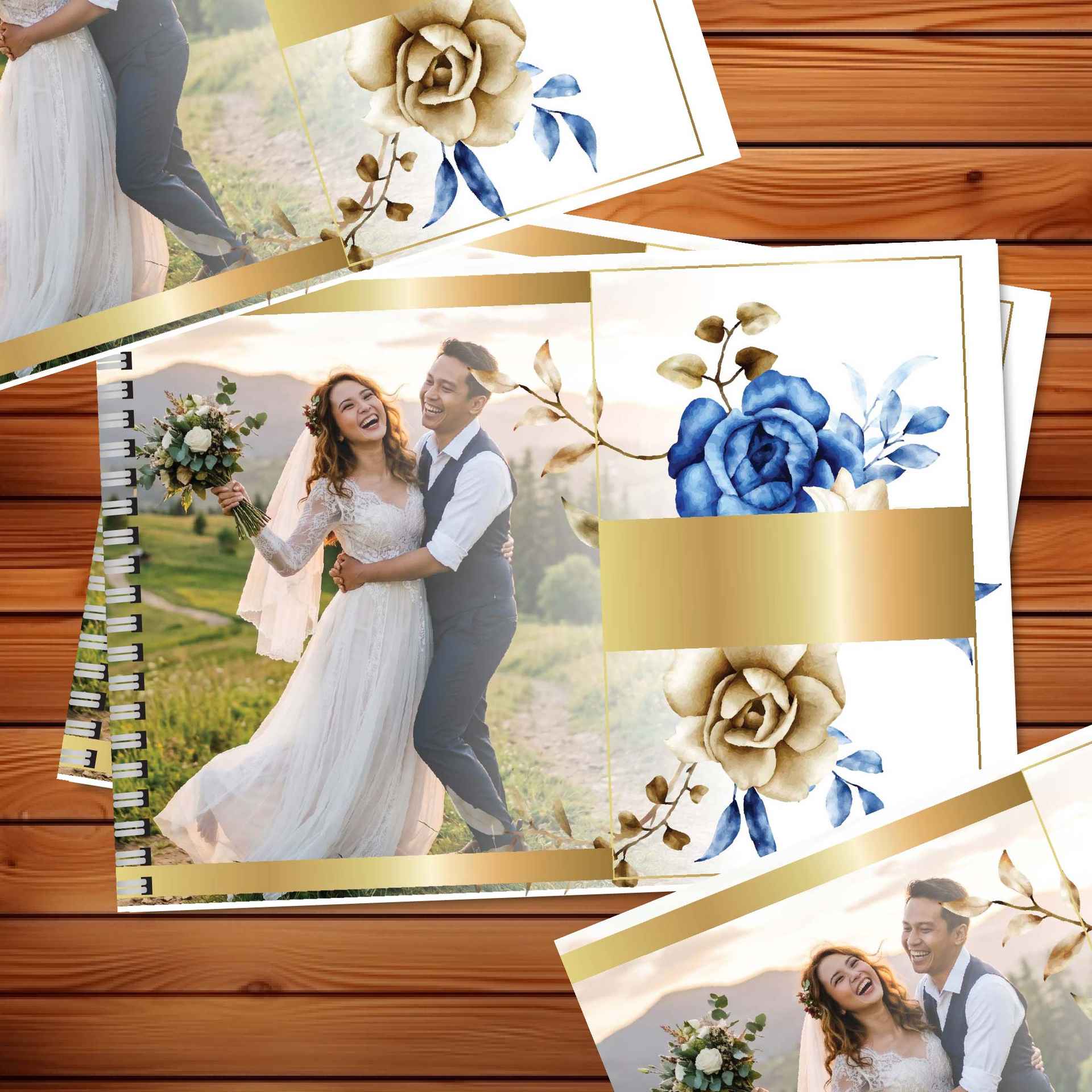 Buku Tamu Wedding Guest Book Tema Flower Gold - Image 2