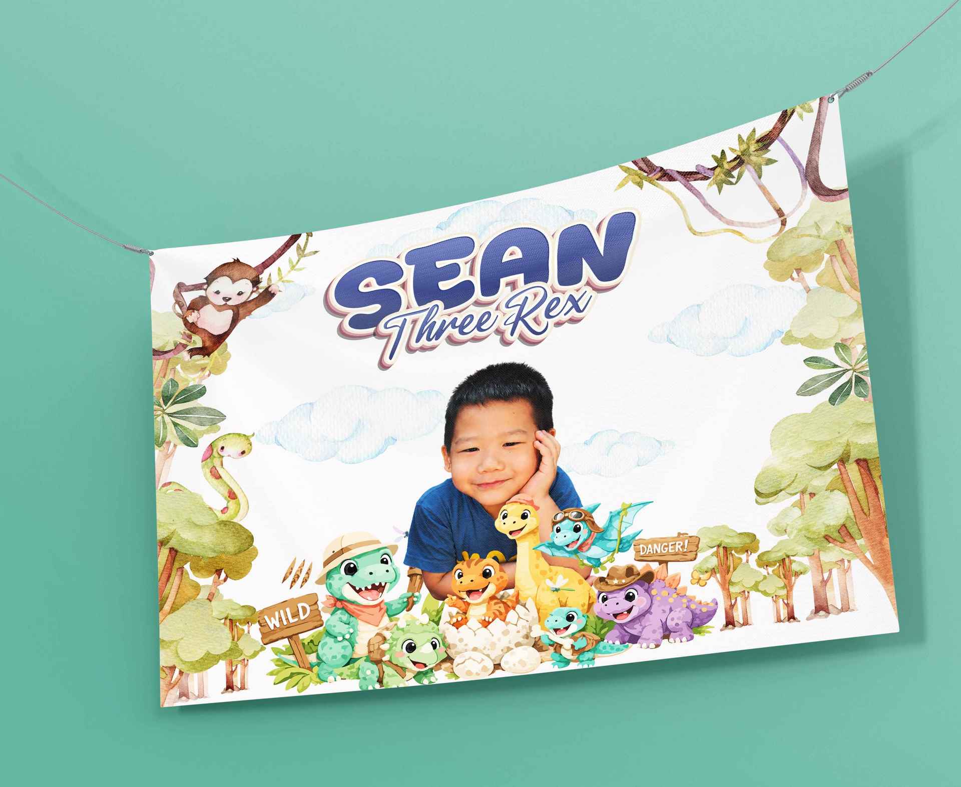 Baliho Ulang Tahun Tema Dino Adventure Custom - Image 1