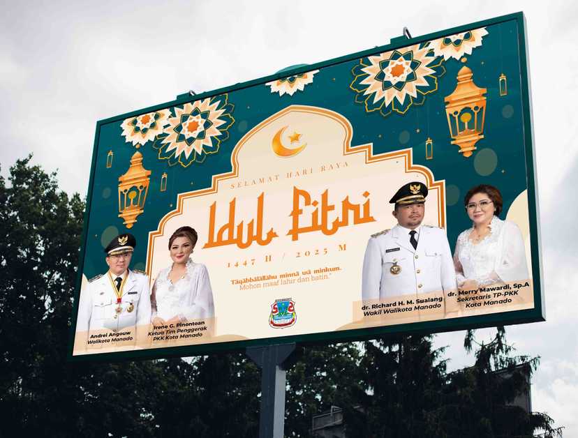Billboard Ucapan Selamat Hari Raya Idul Fitri 1447 H / 2025 M Pemerintah Kota Manado - Image 1