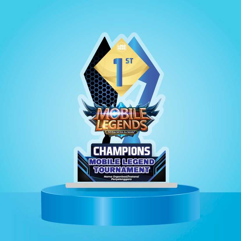 Trophy Acrylic Juara Turnamen Mobile Legend - Biru Elegan - Image 1
