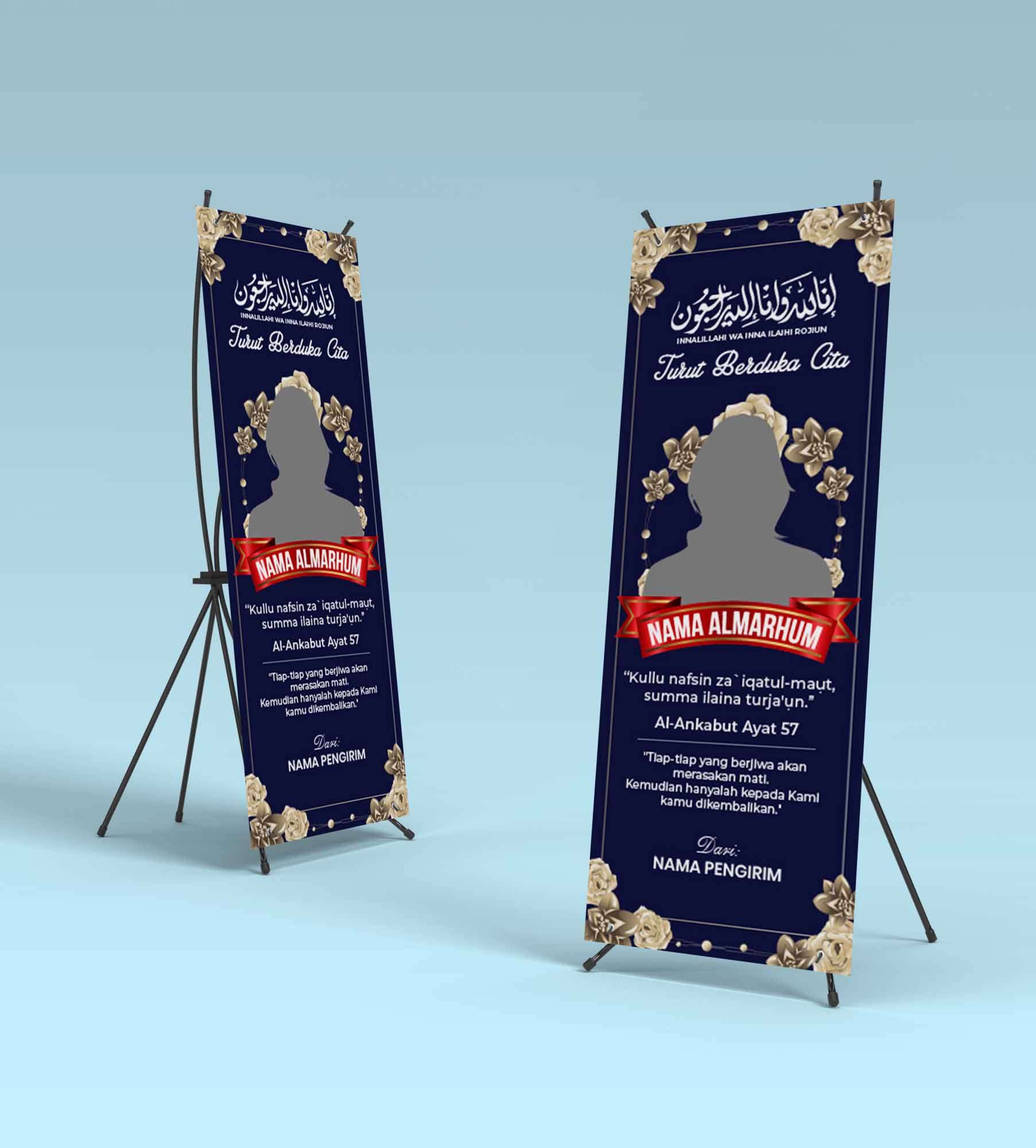 Standing Banner Turut Berduka Cita Muslim - Front view