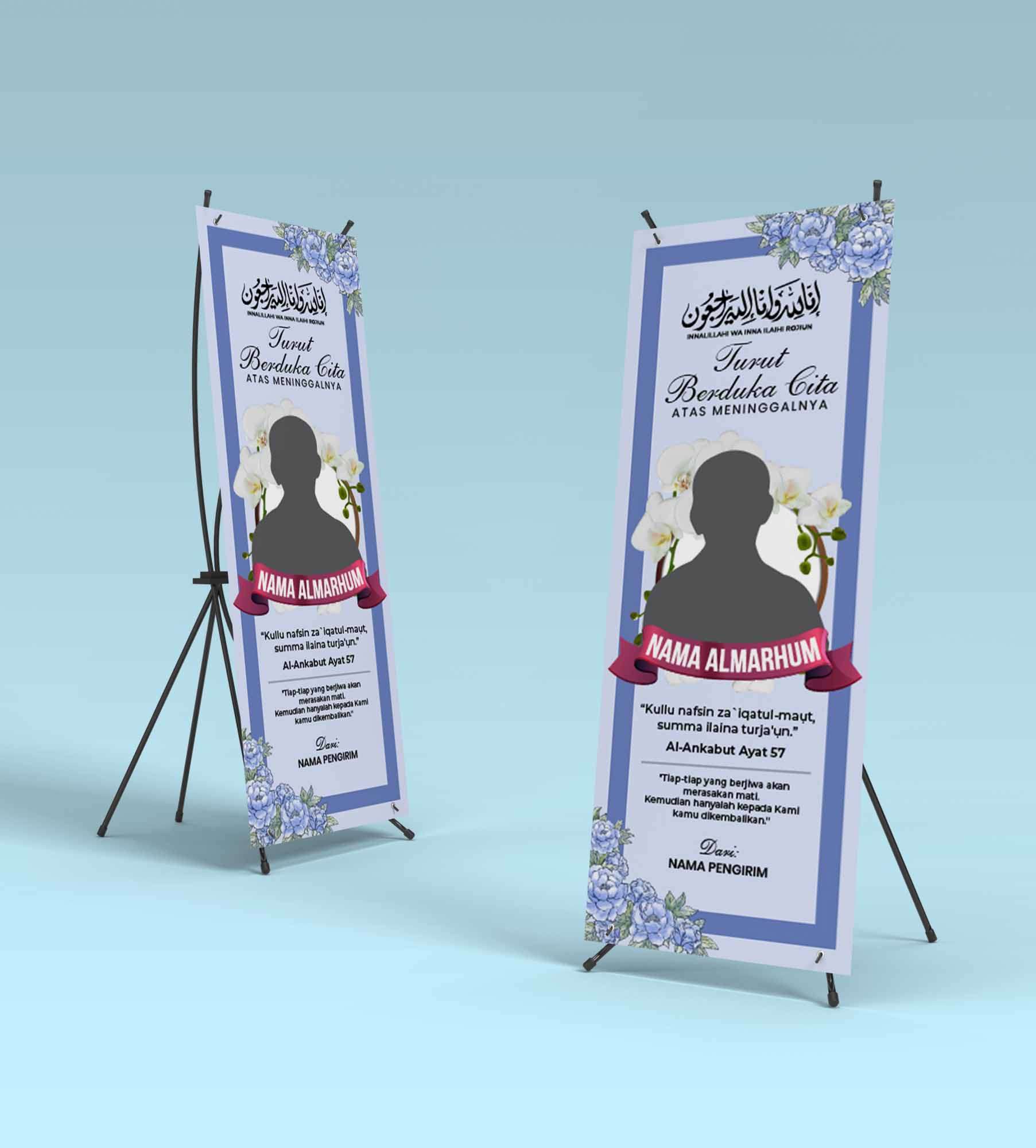 Standing Banner Turut Berduka Cita Muslim - Front view