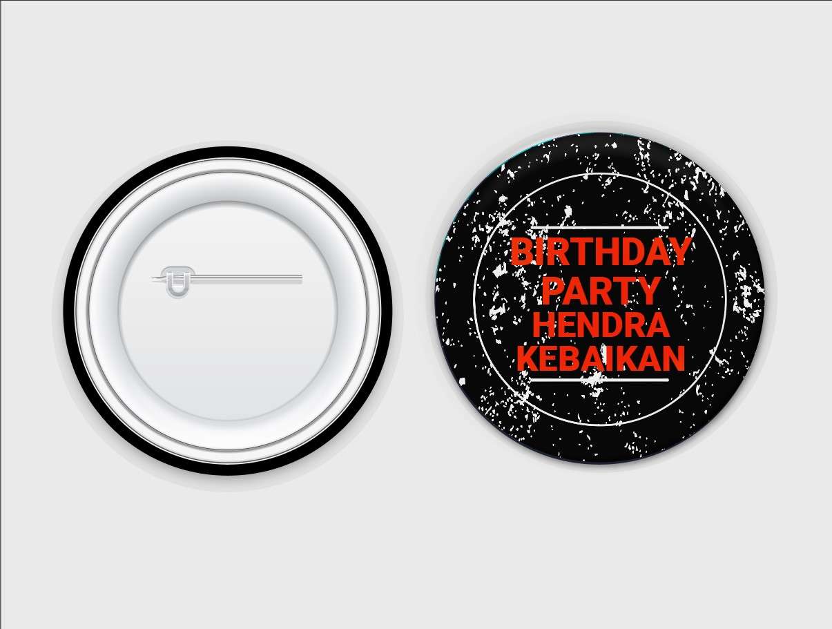 Birthday Party Pin Design Black - Front view