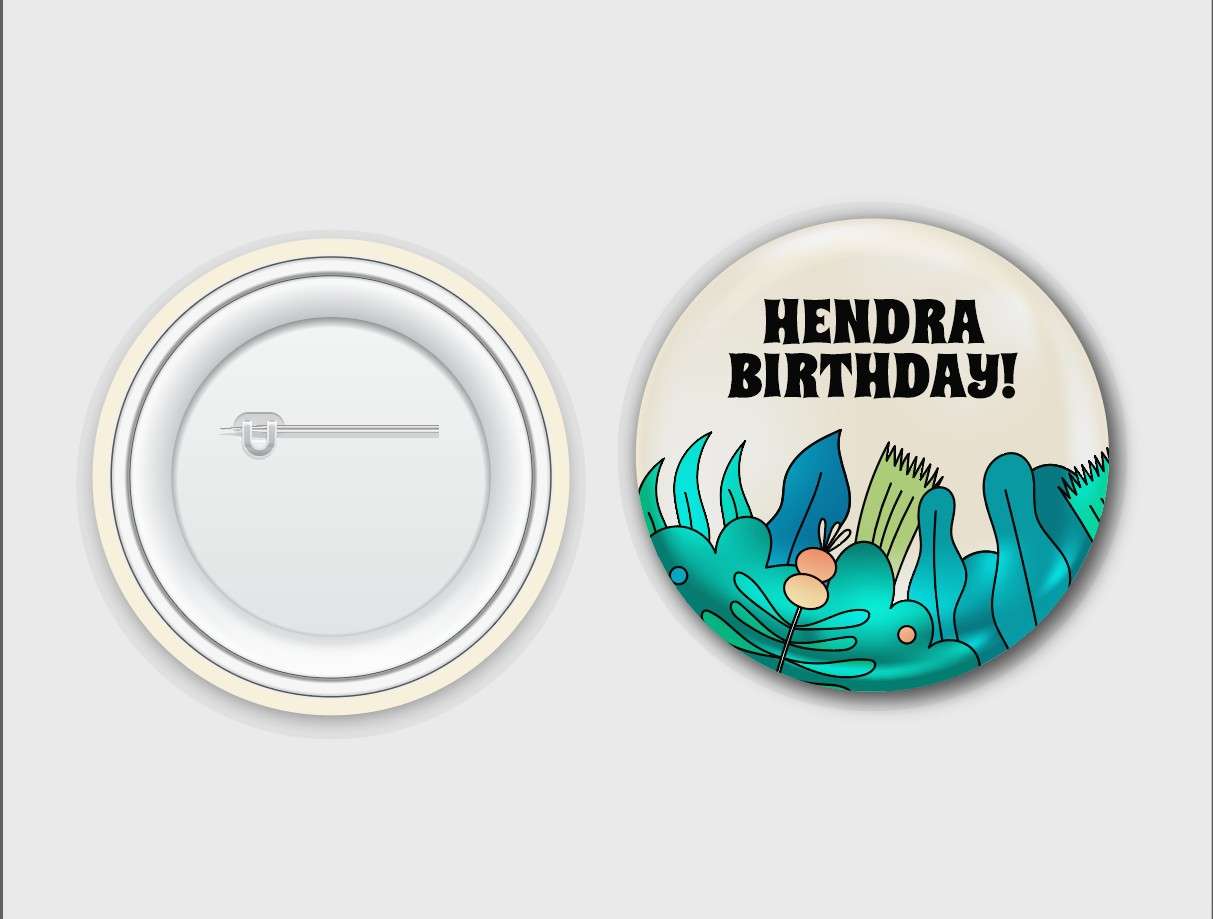 Pin Ulang Tahun Tropis dengan Nama Khas - Front view