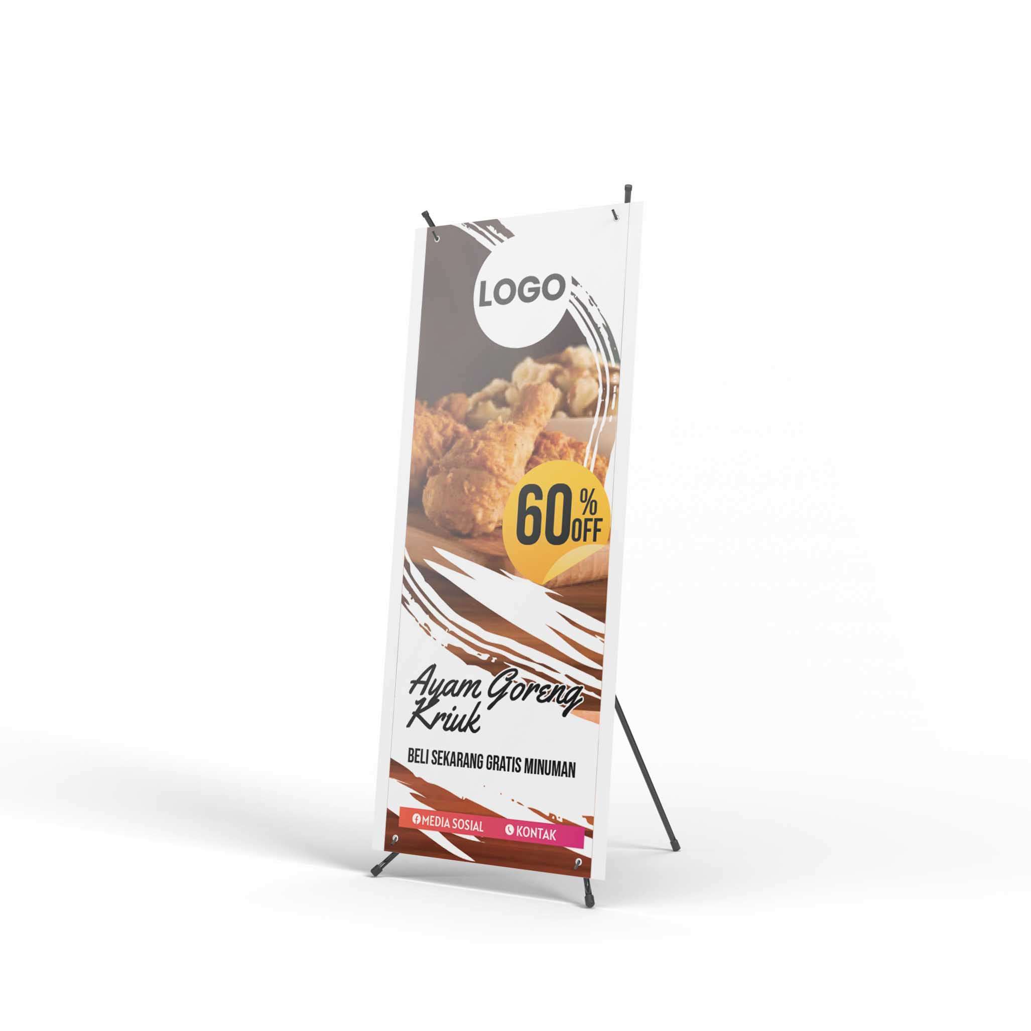 X Banner Ayam Goreng Kriuk - Front view