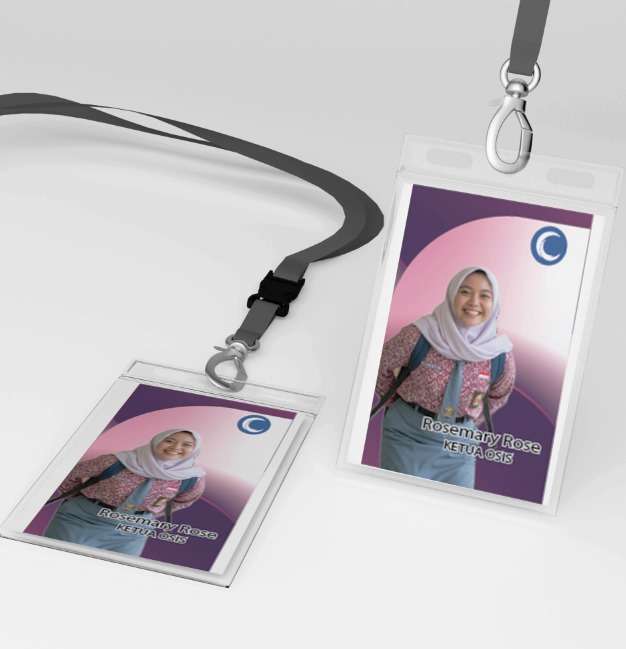 ID Card Ceria Oranye Terang dan Pola Hati - Front view
