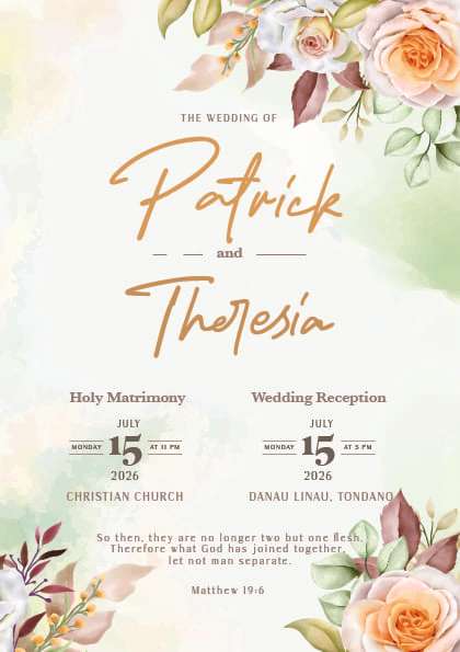 Undangan Pernikahan Elegan Floral Hijau Pastel - Image 2