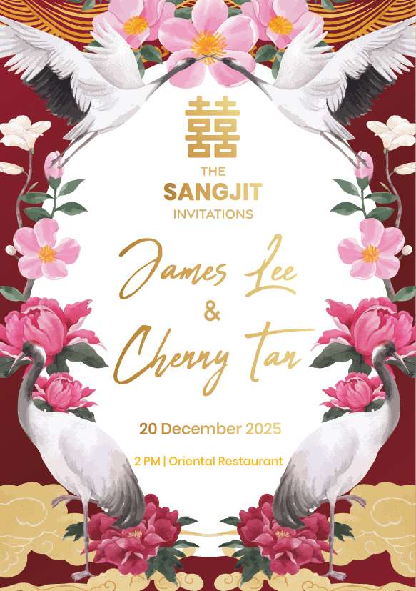 Undangan Sangjit Floral Peony Merah - Image 1