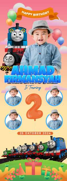 Standing Banner Hari Ulang Tahun Anak Thomas - Front view