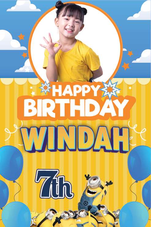 Baliho Ulang Tahun Anak Minions - Image 1