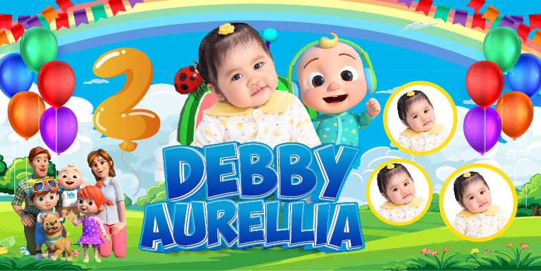 Baliho Hari Ulang Tahun Anak Cocomelon - Front view