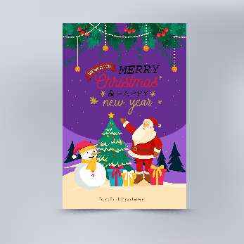 Kartu Natal Ungu - Image 1