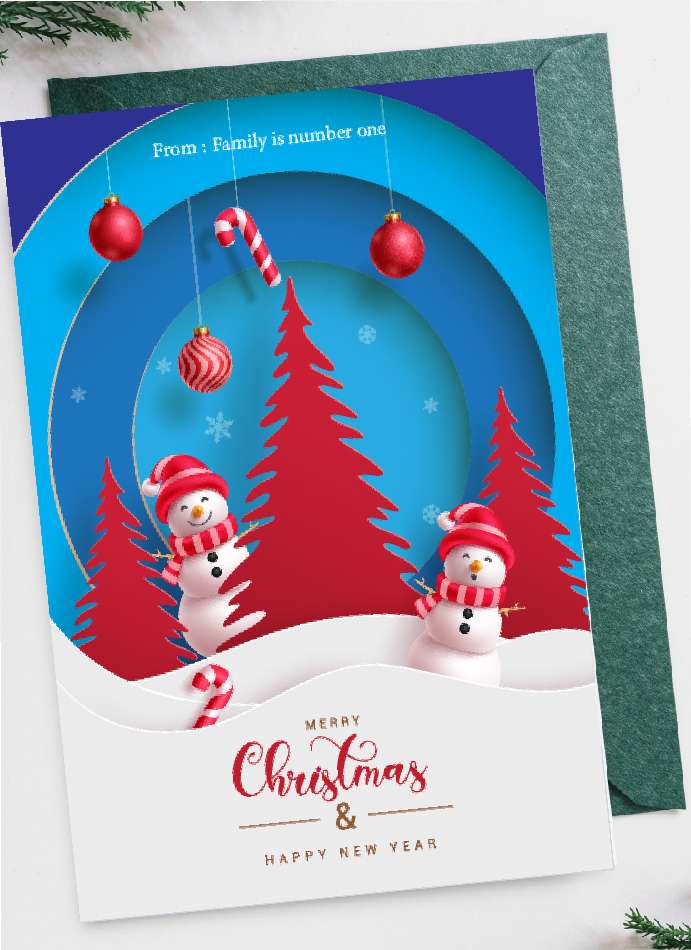 Blue Simple Chrismas Card - Image 1
