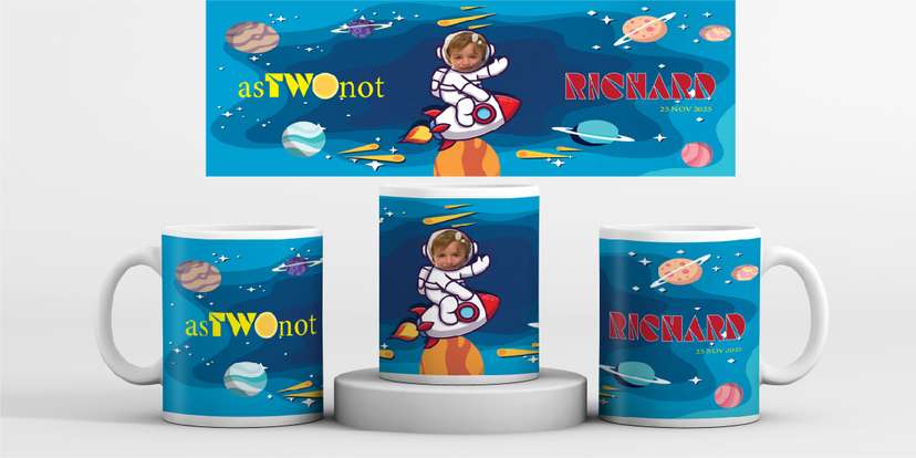 Mug Souvenir Ultah Tema Astronot - Image 1