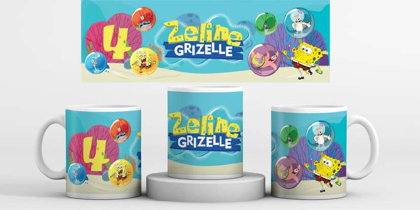 Mug Souvenir Ultah Tema Spongebob - Image 1