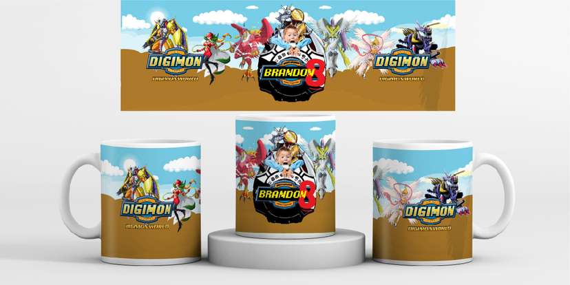 Mug Souvenir Ultah Tema Digimon - Image 1