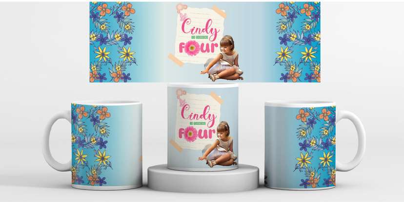 Mug Souvenir Ultah Tema Bunga Daisy - Image 1