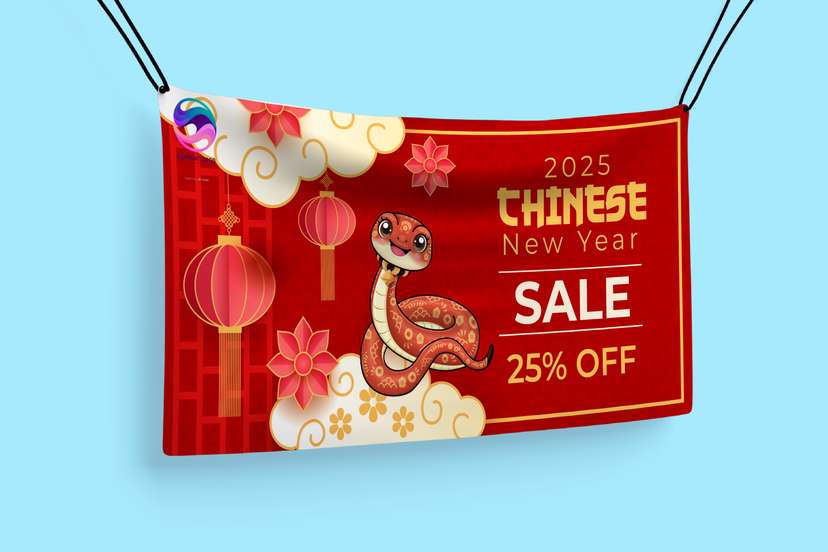 Layout Imlek, Chinese New Year, Baliho Diskon Imlek Merah - Image 1