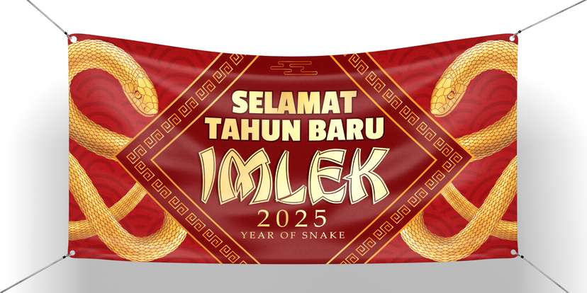 Baliho Imlek Tema Warna Merah Gold  - Image 1