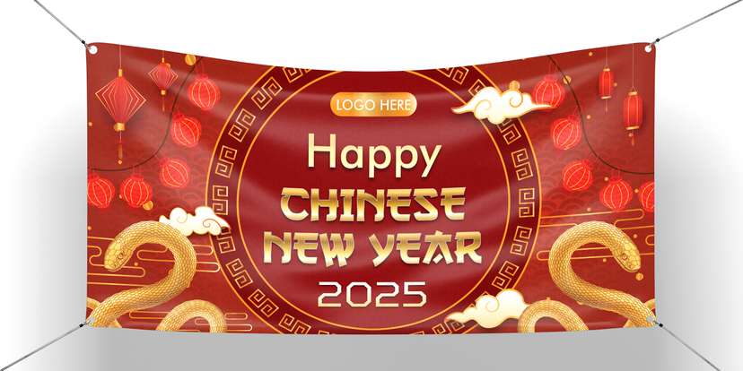 Baliho Imlek Tema Warna Merah Maron Gold  - Image 1