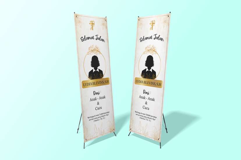 X Banner Kedukaan Tema Gold Hitam - Image 1