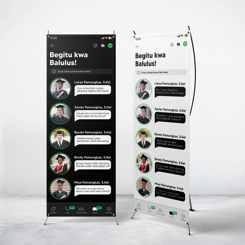 Standing Banner Wisuda/Sidang Skripsi Tema Aplikasi hitam putih - Image 1