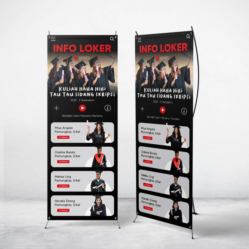 Standing Banner Wisuda/Sidang Skripsi Tema Netflix HItam Merah - Image 1