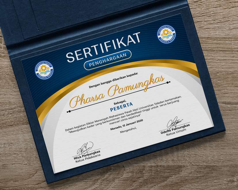 Sertifikat Kegiatan Elegan Modern Tema Navy Gold - Image 1