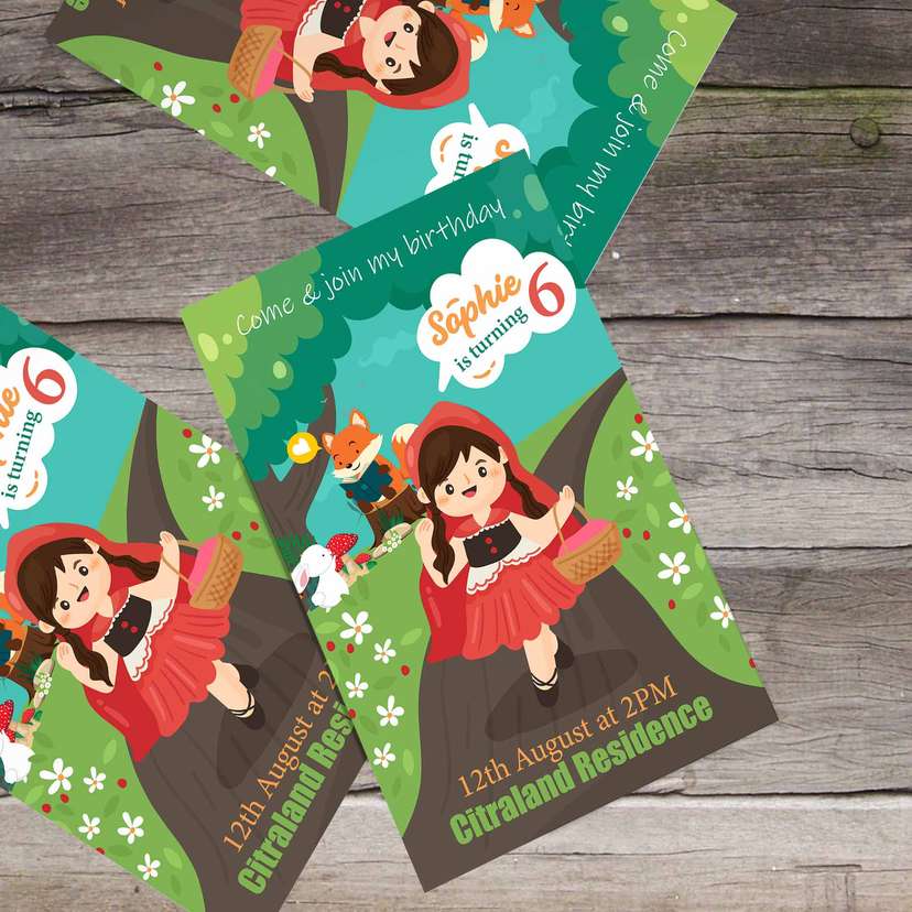Undangan Ulang Tahun Tema Red Riding Hood - Image 1