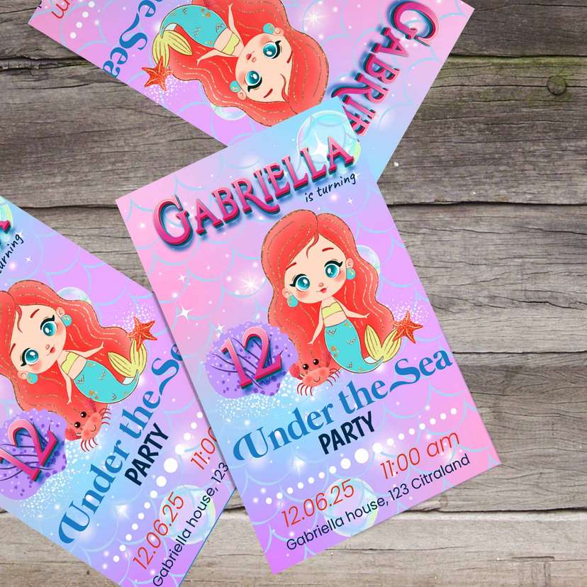 Undangan Ulang Tahun Tema Mermaid - Image 1
