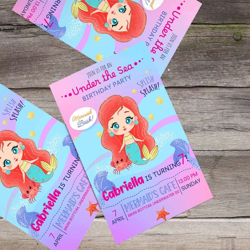Undangan Ulang Tahun Tema Mermaid - Image 1
