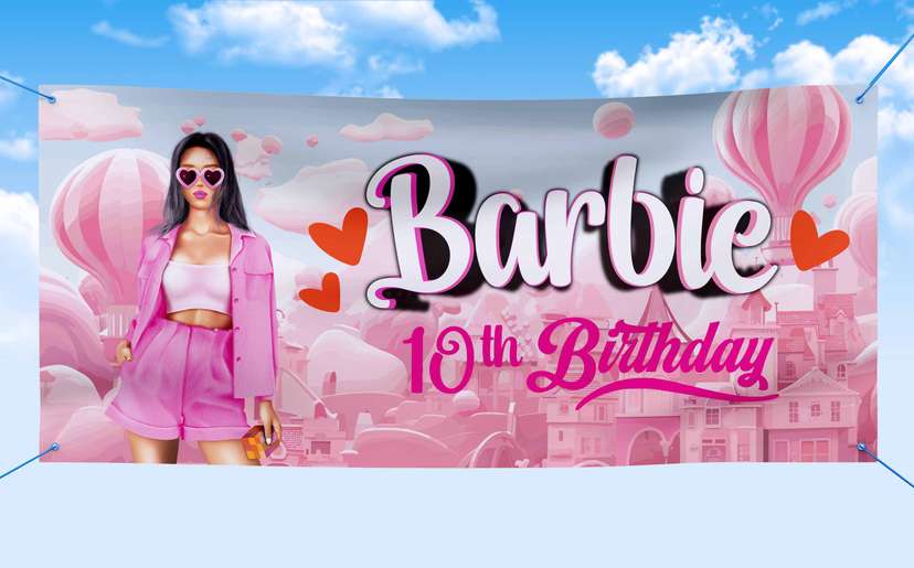Spanduk banner ulang tahun tema barbie - Image 1